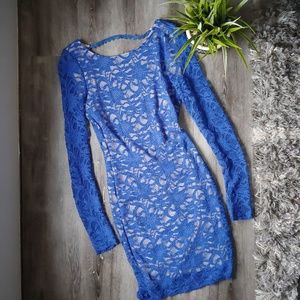 Blue Lace low back bodycon dress